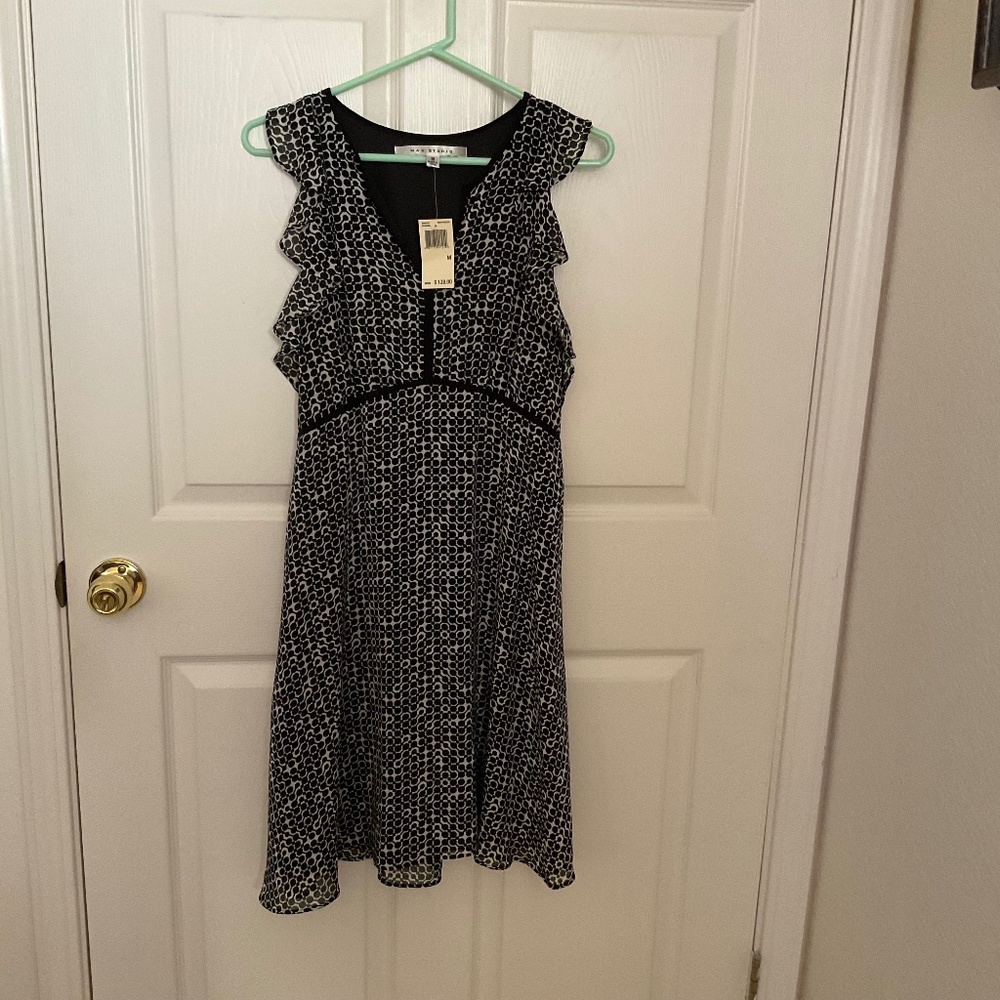 Max Studio black dot midi dress